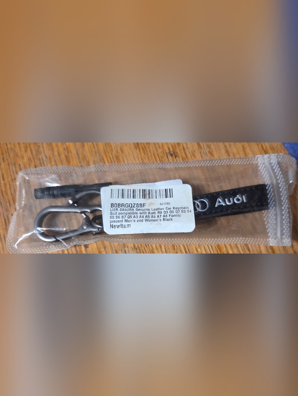 Audi Black Leather Keychain with Logo